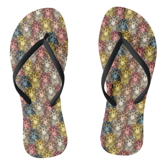 Kleurrijke Boho Woodland Uil Patroon Teenslippers (Voetbed)