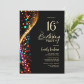 Kleurrijke Bokeh 16e verjaardagsfeest Kaart (Staand voorkant)