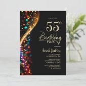 Kleurrijke Bokeh 55e verjaardagsfeest Kaart (Staand voorkant)