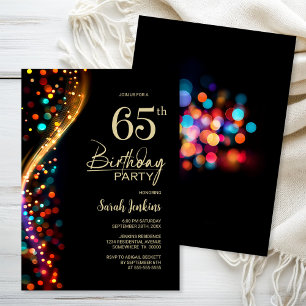Kleurrijke Bokeh 65e verjaardagsfeest Kaart