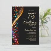 Kleurrijke Bokeh 75e verjaardagsfeest Kaart (Staand voorkant)
