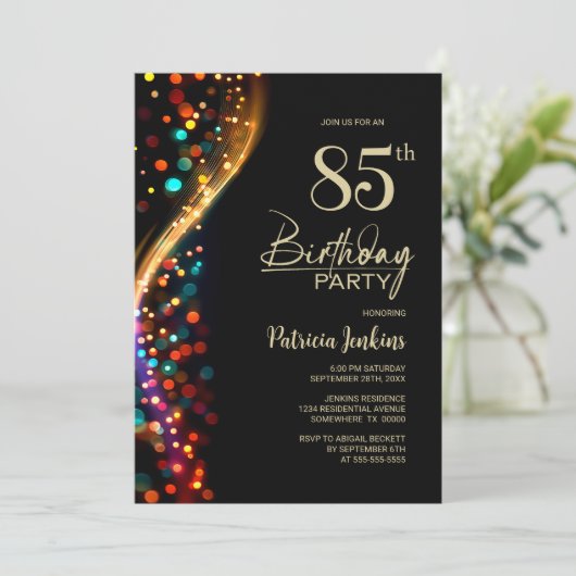 Kleurrijke Bokeh 85e verjaardagsfeest Kaart (Staand voorkant)