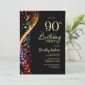Kleurrijke Bokeh 90e verjaardagsfeestje Kaart (Staand voorkant)