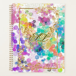 Kleurrijke Bokeh Abstract Gouden Lijst & Vlinder Planner