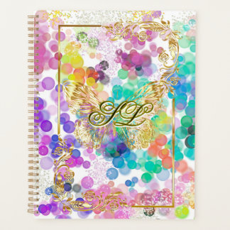 Kleurrijke Bokeh Abstract Gouden Lijst & Vlinder Planner