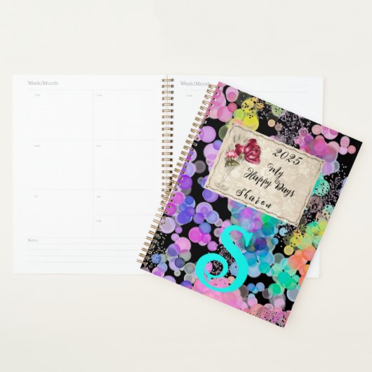 Kleurrijke Bokeh Abstracte Momogram Valentijn's Da Planner (Display)
