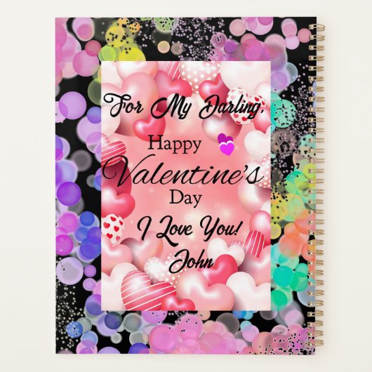 Kleurrijke Bokeh Abstracte Momogram Valentijn's Da Planner (Achterkant)