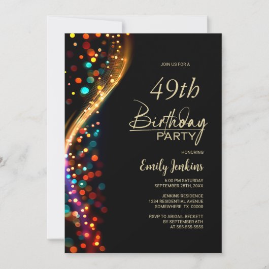 Kleurrijke Bokeh Elke Leeftijd Verjaardagsfeest Kaart (Voorkant)