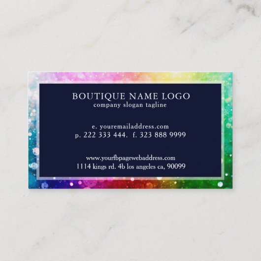 Kleurrijke Bokeh glitter en schittert Visitekaartje (Achterkant)