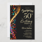 Kleurrijke Bokeh Surprise 50ste verjaardagsfeestje Kaart (Voorkant)