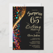 Kleurrijke Bokeh Surprise 65e verjaardagsfeest Kaart (Voorkant)