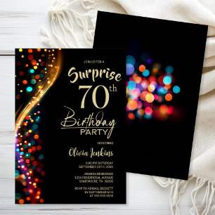 Kleurrijke Bokeh Surprise 70ste verjaardagsfeest Kaart
