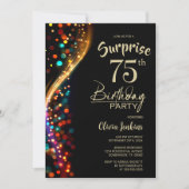 Kleurrijke Bokeh Surprise 75e verjaardagsfeest Kaart (Voorkant)