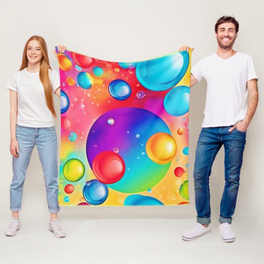 Kleurrijke Bol Abstracte Kunst Fleece Deken (In situ)