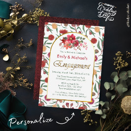 Kleurrijke Bold Bloemen Engagement Party Kaart