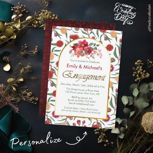 Kleurrijke Bold Bloemen Engagement Party Kaart