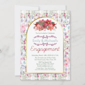 Kleurrijke Bold Bloemen Gold Engagement Party Kaart (Voorkant)