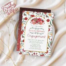 Kleurrijke Bold Bloemen Gold Engagement Party Kaart