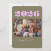 Kleurrijke Bold Boho Olive 2 Foto 2025 Nieuwjaar Feestdagenkaart (Voorkant)