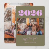 Kleurrijke Bold Boho Olive 2 Foto 2025 Nieuwjaar Feestdagenkaart (Voorkant / Achterkant)