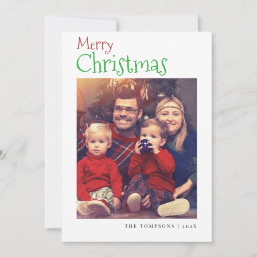 Kleurrijke Bold Christmas Familie Foto's Vakantie  Feestdagenkaart (Voorkant)