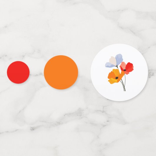 Kleurrijke Bold Poppy Confetti (Achterkanten)