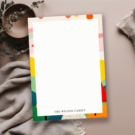 Kleurrijke Bold Retro Abstracte Kerst Landschap Notitiekaartje