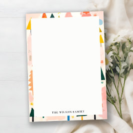 Kleurrijke Bold Retro Abstracte Kerst Landschap Notitiekaartje