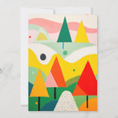 Kleurrijke Bold Retro Abstracte Kerst Landschap Notitiekaartje (Achterkant)