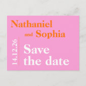 Kleurrijke Bold Roze Sinaasappel Typografie Save t Briefkaart (Voorkant)