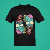 Kleurrijke Bold Zombies w / Hersenen Blootgesteld  T-shirt