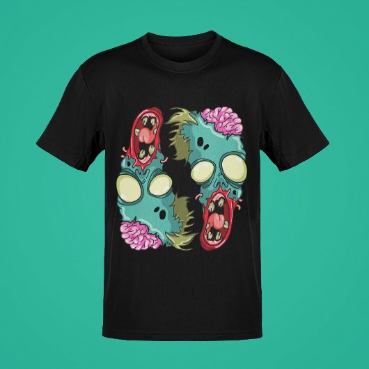 Kleurrijke Bold Zombies w / Hersenen Blootgesteld  T-shirt
