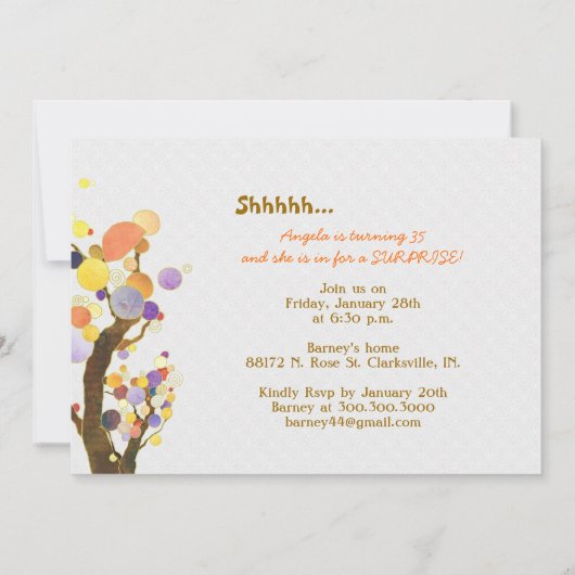 Kleurrijke bomen + Barnwood Surprise Verjaardagsfe Kaart (Achterkant)