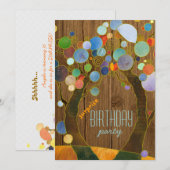 Kleurrijke bomen + Barnwood Surprise Verjaardagsfe Kaart (Voorkant / Achterkant)
