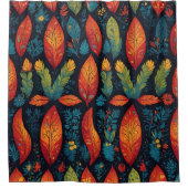 Kleurrijke Bomen - Bladpatroon Douchegordijn Set (Voorkant)