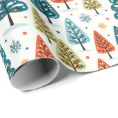 Kleurrijke Bomen Cadeaupapier (Rol Hoek)