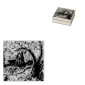 Kleurrijke bomen en rivierschilderijen rubberstempel (Gestempeld)