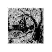 Kleurrijke bomen en rivierschilderijen rubberstempel (Afrduk)