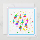 Kleurrijke Bomen Feestdagenkaart (Voorkant)