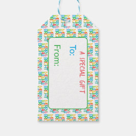 Kleurrijke bomen Holiday Gift Label Cadeaulabel