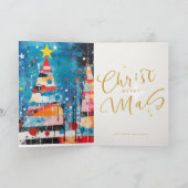 Kleurrijke bomen in abstract ontwerp feestdagen kaart (Binnen)