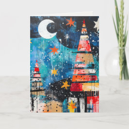 Kleurrijke bomen in abstract ontwerp feestdagen kaart