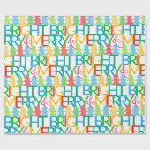 Kleurrijke bomen Kerst verpakken papier (Vlak)