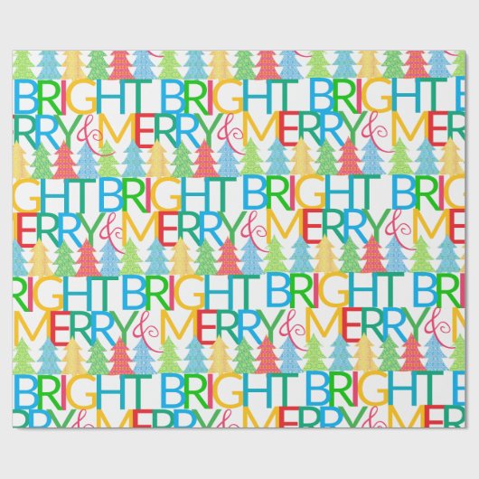 Kleurrijke bomen Kerst verpakken papier (Vlak)