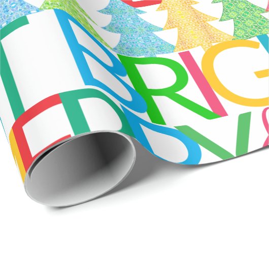 Kleurrijke bomen Kerst verpakken papier (Rol Hoek)