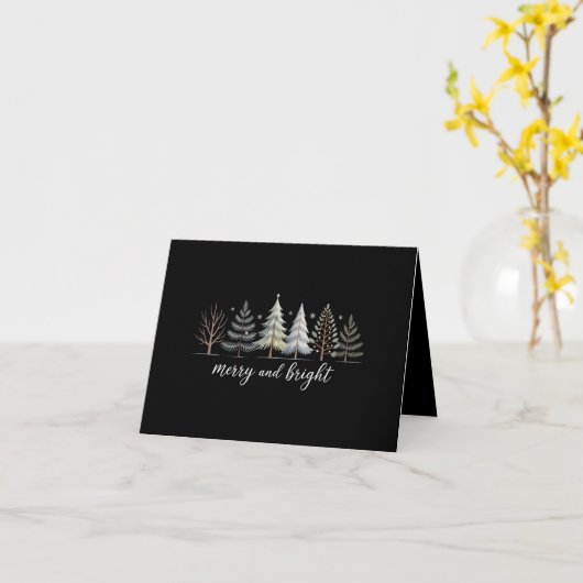 Kleurrijke Bomen Kerstvakantie Winter Kaart (Gele Bloem)
