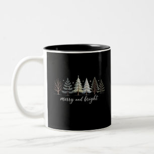 Kleurrijke Bomen Kerstvakantie Winter Tweekleurige Koffiemok