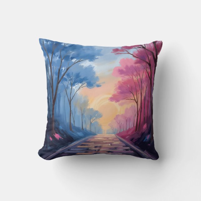 Kleurrijke Bomen Kussen (Voorkant)