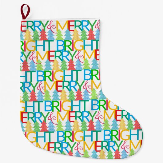 Kleurrijke bomen met kerstkous grote kerstsok (Voorkant)