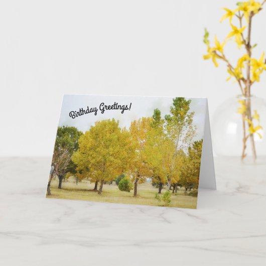 Kleurrijke Bomen Natuur Art Verjaardag Kaart (Gele Bloem)
